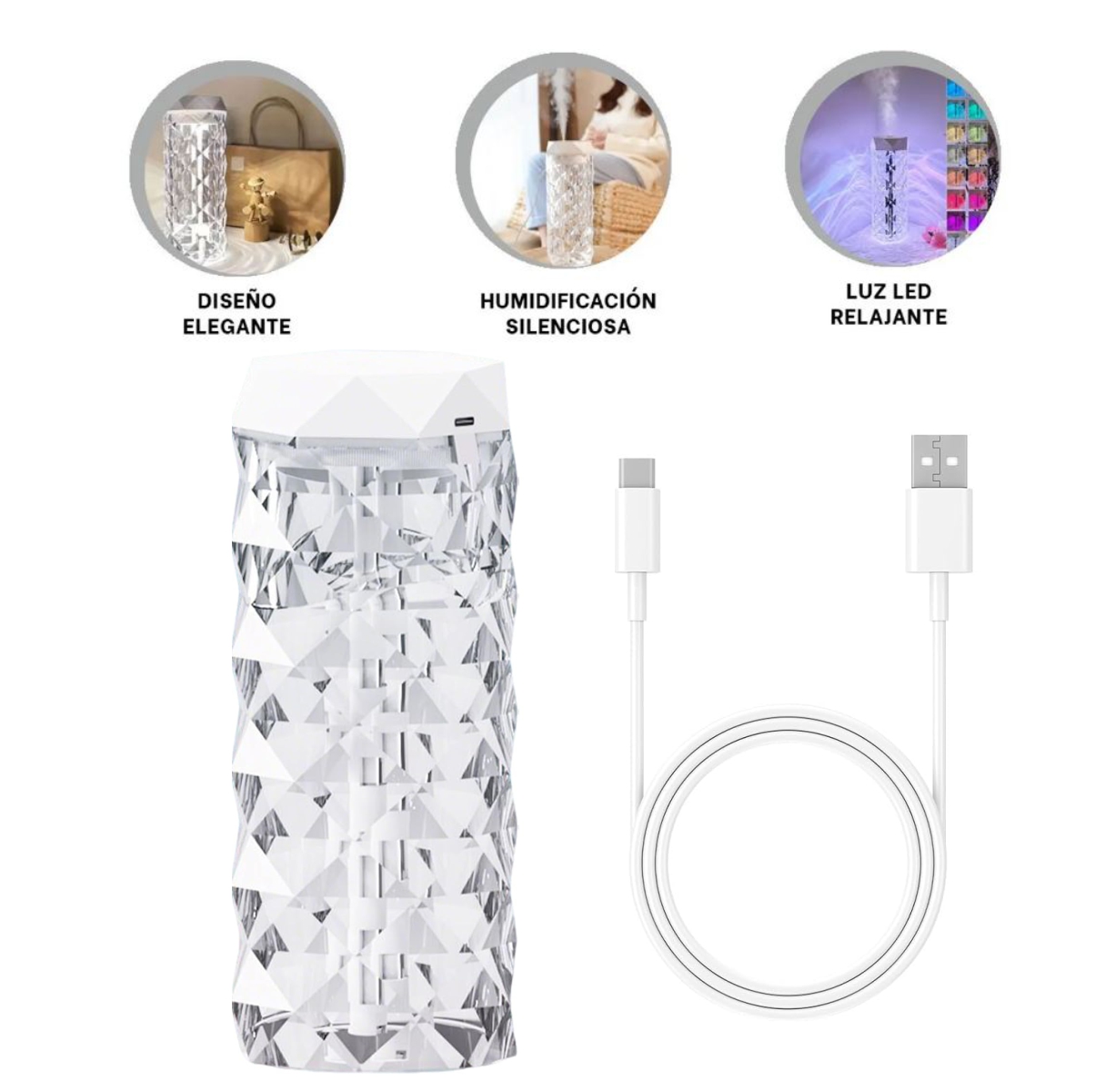 Miniatura 6 de Lampara RGB Humificador Cristal